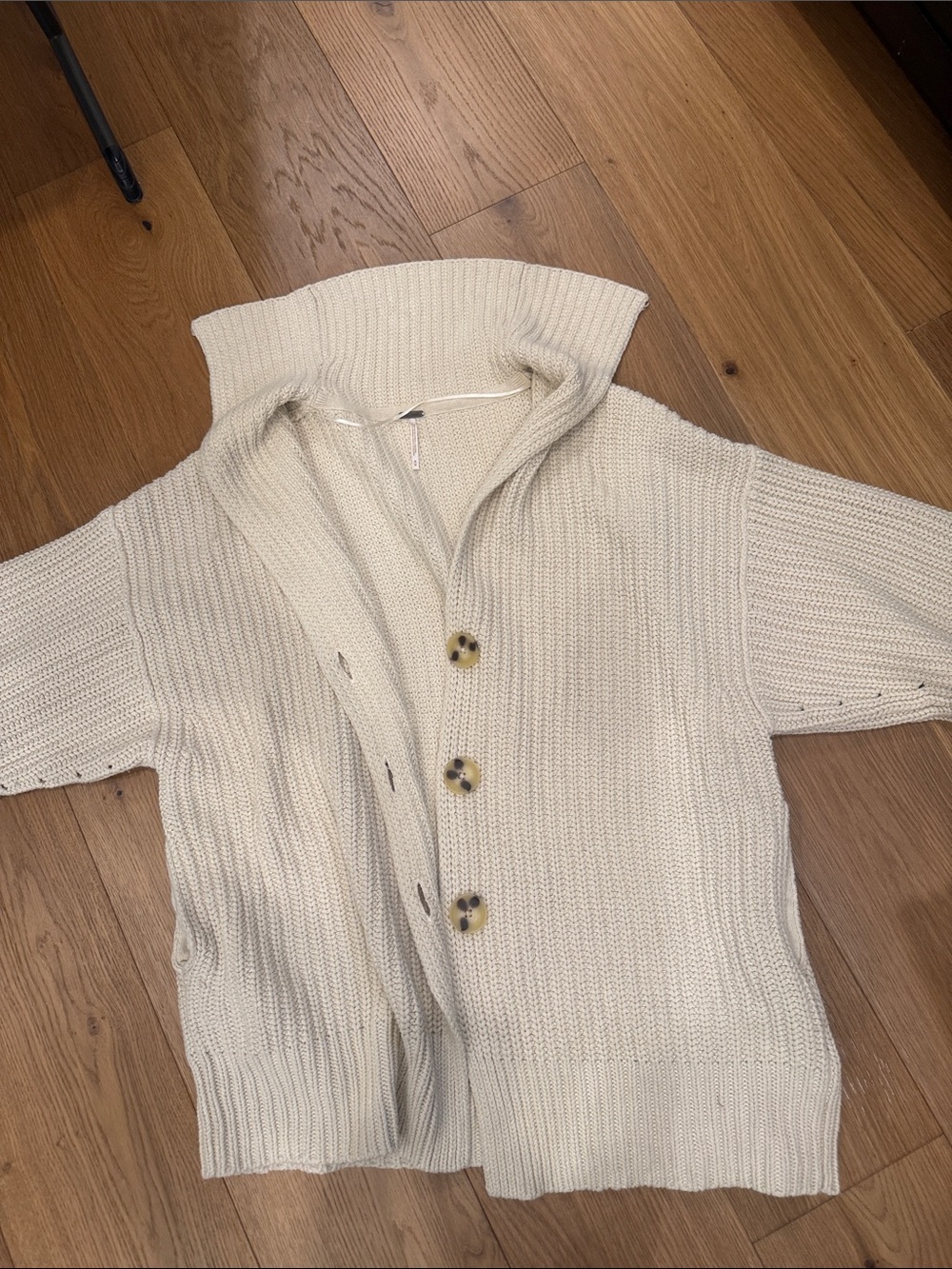 Free People Cream Chunky Cardigan Sweater - Picture 3 of 5